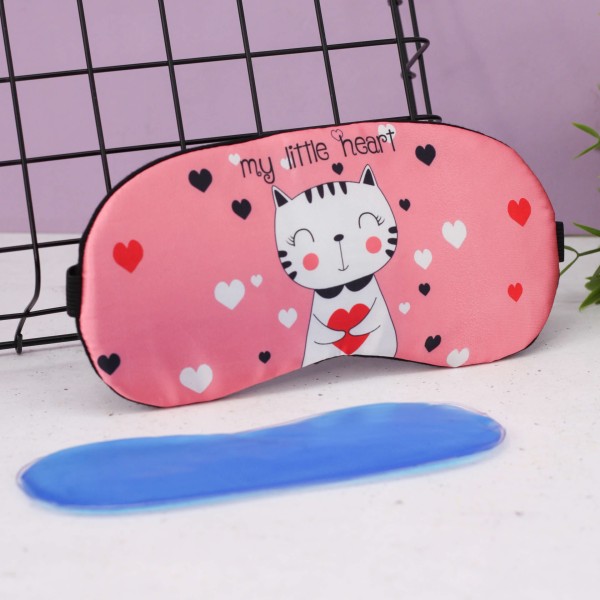 Маска для сна гелевая "Cat with a heart", pink 