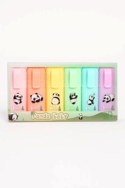 Набор маркеров текстовыделителей "Lovely pandas", 6 шт, mix 