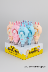 Портативный механический ручной вентилятор «Round rabbit», mix, шоу-бокс 12 шт.