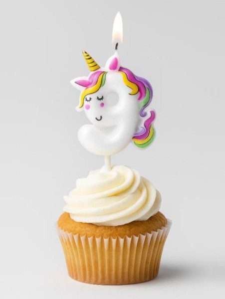 Свеча для торта "Unicorn" цифра 9, (6 см) 