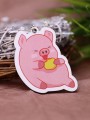 Брелок ECO из дерева «Happy pig eats»
