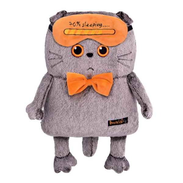 Мягкая игрушка "Кот-подушка в маске для сна" (32 см) 