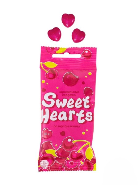Карамель леденцовая "Sweet Hearts" 30гр флоупак (вишня) 