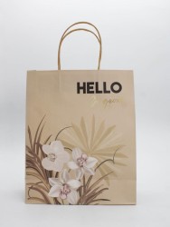 Пакет подарочный «Leaves&flowers», beige (26*32*12)