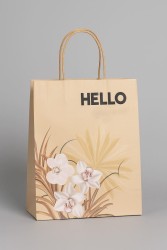 Пакет подарочный «Leaves&flowers», beige (26*32*12)
