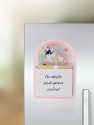 Магнитный блок для записей с карандашом «Unicorn», pink, 10х14 см