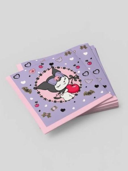 Салфетки бумажные "Kuromi Любимая вишенка" 33х33 см, 20 шт 
