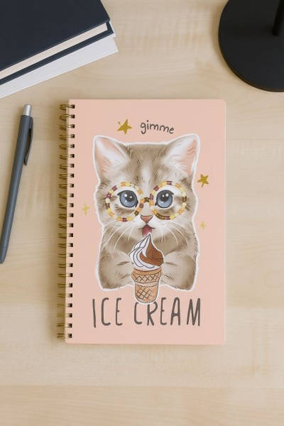 Блокнот на спирали (А7) "Kitty ice cream", orange (10.5*7.5) 