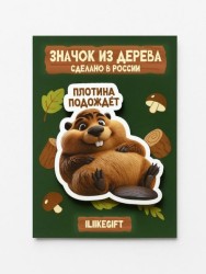 Значок ECO из дерева iLikeGift "Плотина подождёт"