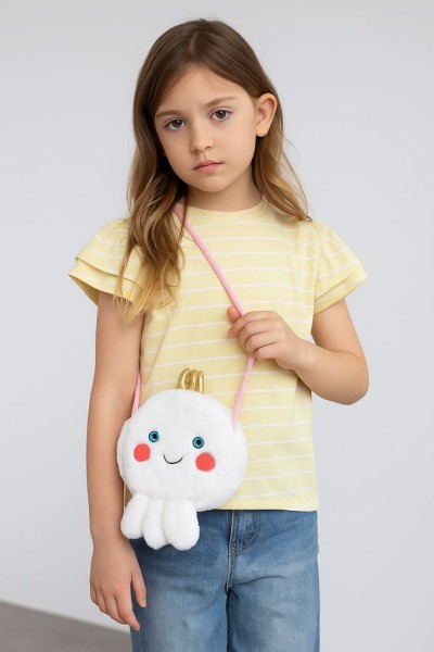 Сумочка плюшевая "White octopus", white (18.5*22.5 см) 