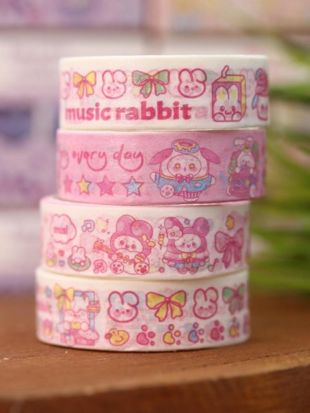Набор декоративного скотча 4 шт. "Egg group", pink (1.5см*2м) 