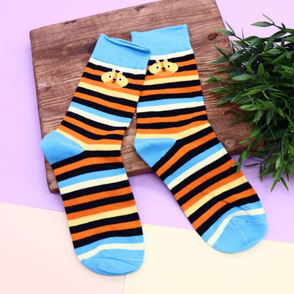Носки «Striped yellow cat», мужские/женские евро размер 35-45 