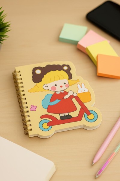 Блокнот на спирали (B6) "Girl scooter", yellow (13*18) 
