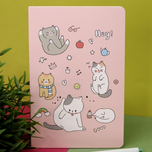 Тетрадь (A5) «Party cat», pink (13,5*20,5) 