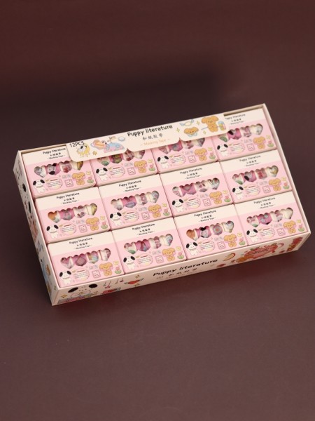 Набор декоративного скотча 4 шт. "Puppy literature", pink, шоу-бокс 12 шт. 