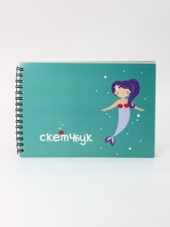 Скетчбук «Mermaid», green , 14х20 см,  плотность 100 гр