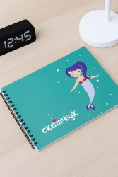 Скетчбук «Mermaid», green , 14х20 см,  плотность 100 гр