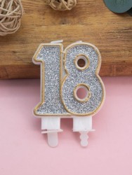 Свеча для торта "Shiny number" число 18, (7,5 см)