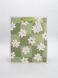 Пакет подарочный «Happy flowers», green (26*32*12.5)