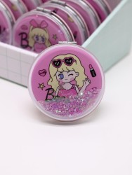 Зеркало шейкер раскладное "Девочка и очки", pink, 7*7 см