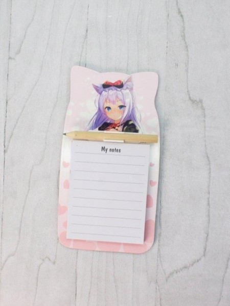 Магнитный блок для записей с карандашом «Anime girl», pink, 9х17 см 
