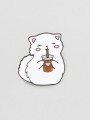 Значок металлический iLikeGift "White cat with coffee"