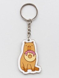 Брелок ECO из дерева «Capybara donut»