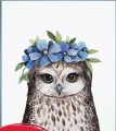 Алмазная мозаика "Сова с цветами", 15х20 см