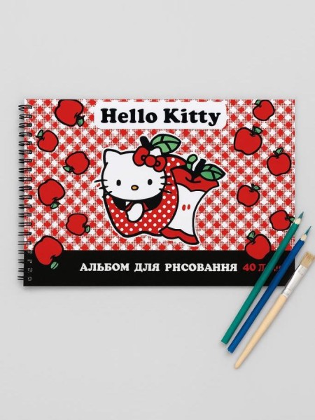 Альбом для рисования А4 "Hello Kitty", 40 л, на гребне, мел. обложка 235 гр/м2 
