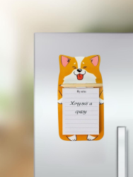 Магнитный блок для записей с карандашом «Corgi», orange, 9х17 см