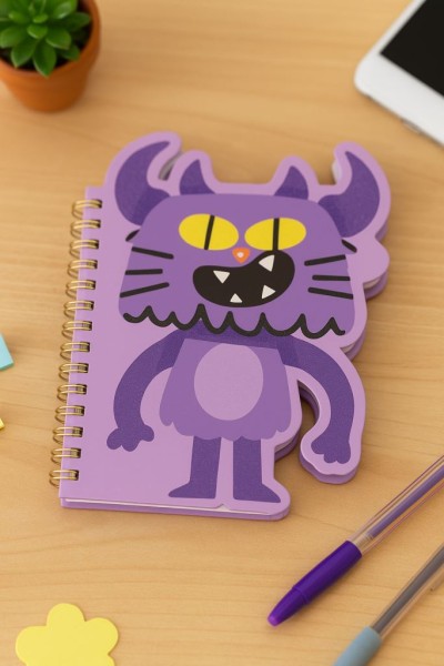 Блокнот на спирали (B6) "Cat monster", purple (13*18) 