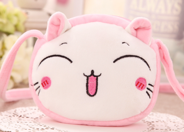 Сумочка плюшевая "Funny cat", white (13*11,5 см) 