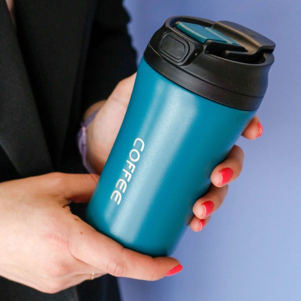 Термокружка «Hot coffee», blue (420 ml) 