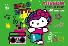 Альбом для рисования А4 "Hello Kitty-2", 40 л, на гребне, мел. обложка 235 гр/м2