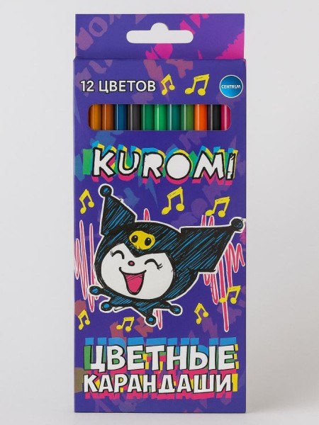 Карандаши цветные пластиковые 12 цв. "Kuromi. Ноты " 