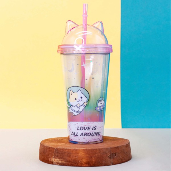 Тамблер "Cat astronaut", pink (400 ml) 