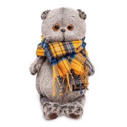 Мягкая игрушка "Кот Басик и шарф в клеточку" (22 см)