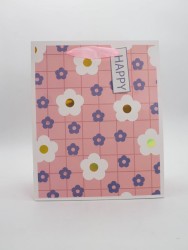 Пакет подарочный «Happy flowers», pink (26*32*12.5)