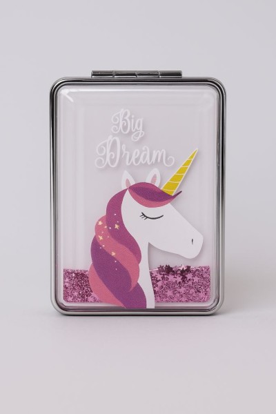 Зеркало-шейкер раскладное "Sparkles unicorn", pink (8*6 см) 