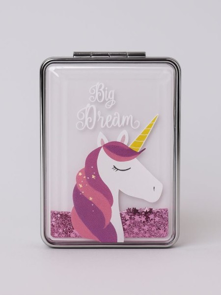 Зеркало-шейкер раскладное "Sparkles unicorn", pink (8*6 см) 