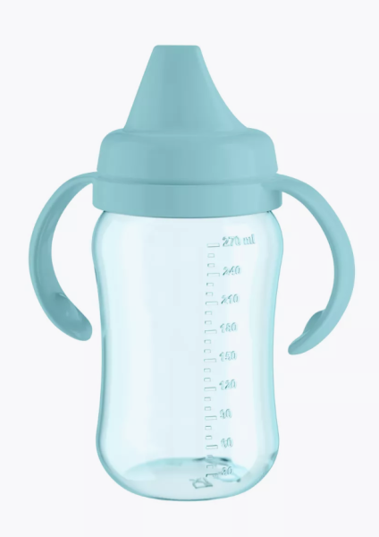 Бутылочка поильник-непроливайка с пластиковым носиком, blue (270 ml) 