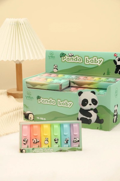 Набор маркеров текстовыделителей "Lovely pandas", 6 шт, mix, шоу-бокс 24 шт. 