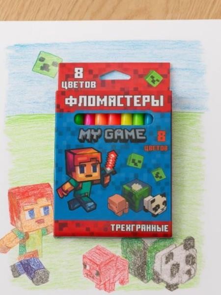 Фломастеры "My game", 8 цв., треугольные 
