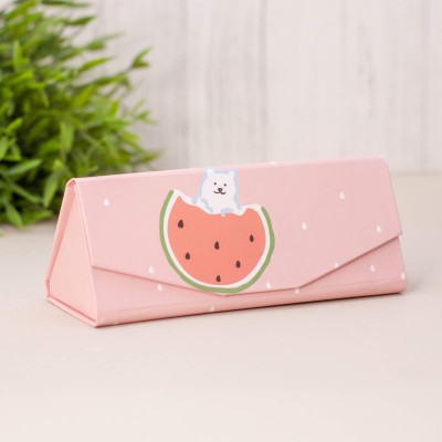 Чехол для очков "White bear with watermelon", pink