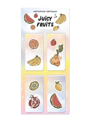 Набор магнитных закладок "Juicy fruits", 4 шт., 35х70 мм