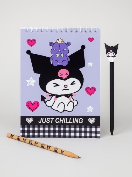 Блокнот А5 "Kuromi. Just chilling", 60 л, клетка, обложка картон 200 гр/м2, 141*201 мм 