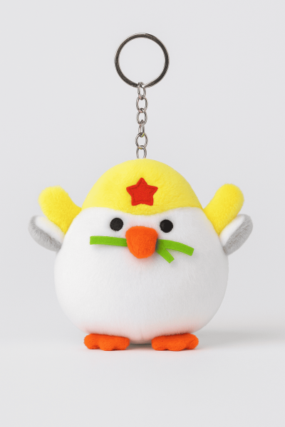 Плюшевый брелок "Chick soldier", white (9 см) 