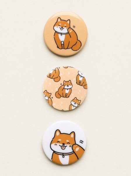 Набор значков 3 шт. iLikeGift Аниме «Shiba inu» 
