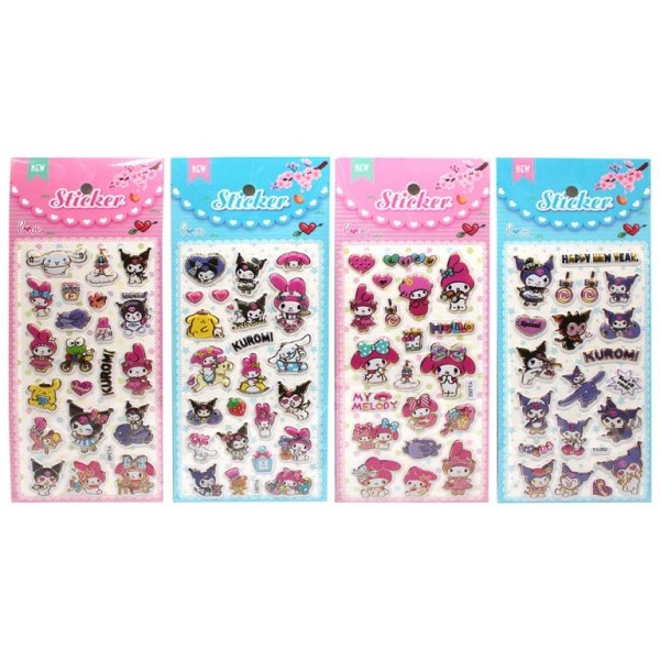 Пузырчатые наклейки с горячим золотом "Hello Kitty и друзья" (10*24 см), mix 