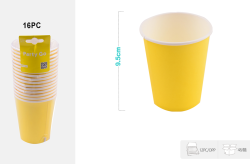 Набор бумажных стаканов 16 шт. "Party yellow", (9,5 см)
